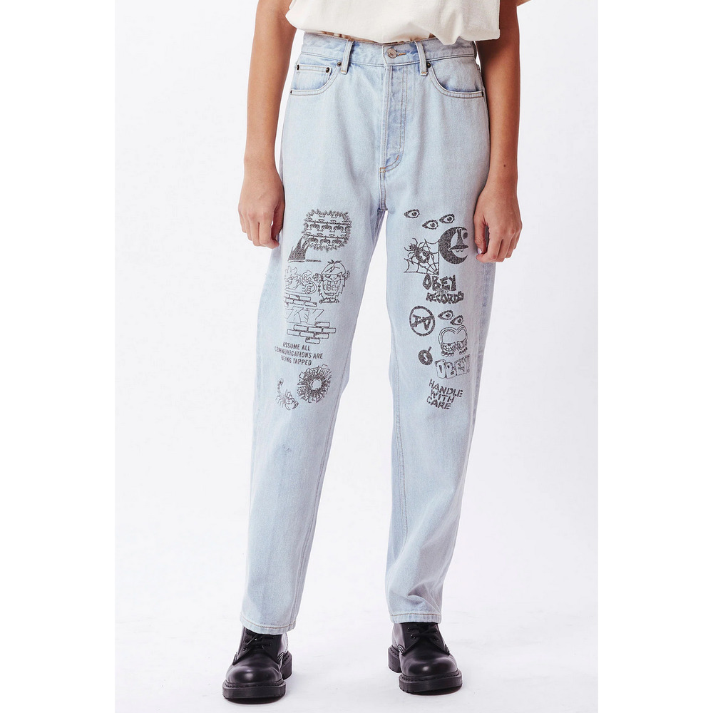 OBEY NWT Women's Sophie Light Indigo Printed Denim Pants Jeans W28